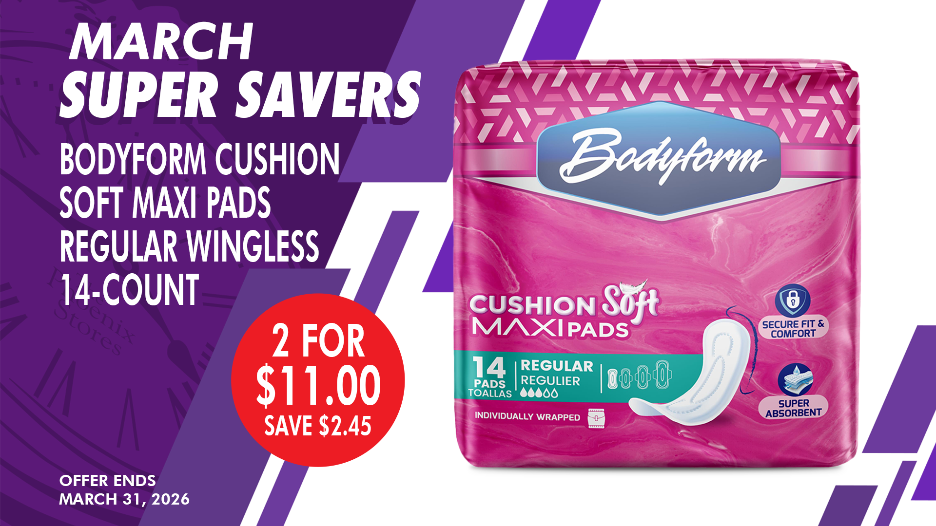 BODYFORM-CUSHION-SOFT-MAXI-PADS-REGULAR-WINGLESS-14-COUNT